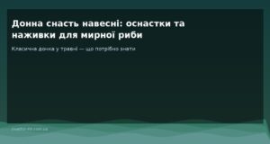 Донна снасть навесні: оснастки та наживки для мирної риби